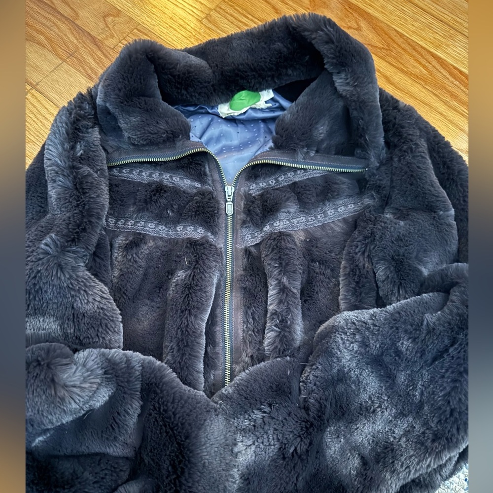 Anthropologie Cropped Black Fur Jacket